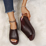 Large-Size Fish Mouth Slope And Slippers Summer New Rubber Thick Leather Casual Women's Shoes HZ0115