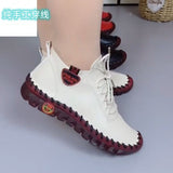 Handmade Beef Soft-Soled Mother Shoes Women 2025 Spring And Autumn New High-Top Single Shoes Casual Sneakers HZ0115