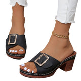 Fish Mouth Slippers Women 2025 Summer New Size Coarse And Fang Buckle Type High Heel Slippers HZ0115