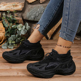 Couple Shoes 2025 Autumn Flying Mesh Shoes Sneakers Thick-Soled Coconut Breathable Lazy Casual Socks Shoes HZ0115
