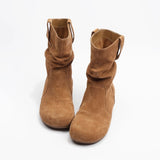 Heap Of Retro-Sensitive Small Martin Boots Flat-Bottomed Short Boots Round Head Design 2025 New Denim Western Boots Color HZ0115