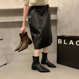 Small Minimalist Tips With Short Boots With Short Boots Lychee Lines Flat-Bottom Thin Boots Casual Martin Boots French Elegant Short Boots HZ0115