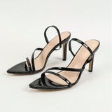 Women's Patent Leather Tips With Back Ankle With Fine Heel Sandals Party High Heels High-Heeled Shoes Leg Length HZ0115