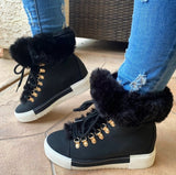 Winter Short-Haired Long Hairy Leather Snow Boots Women's Wind Plus Thick Boots HZ0115