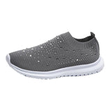 2025 Large-Size With Diamond Flying Sneakers New Net Shoes Women's Shoes Low-Heeled Mesh Sports Casual Shoes HZ0115