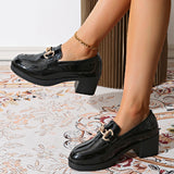 Wine Red Bright-Faced Small Leather Shoes Women 2025 Early Spring New High-Heeled Round Head Thick Heel Large Size Set Women's Shoes HZ0115