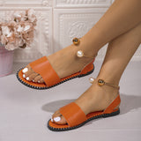 New Flat-Bottomed Pearl Fish Mouth Comfortable Large-Size Lazy Beach Sandals Woman In Summer 2025 HZ0115