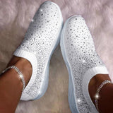 2025 Large-Size With Diamond Flying Sneakers New Net Shoes Women's Shoes Low-Heeled Mesh Sports Casual Shoes HZ0115