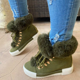 Winter Short-Haired Long Hairy Leather Snow Boots Women's Wind Plus Thick Boots HZ0115