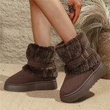 Large-Size Snow Boots Women 2025 Winter New Round Head Leisure Bottom Plus Velvet Warm Short-Bodied Cotton Boots HZ0115
