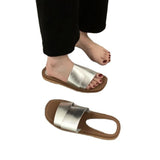 Small Design Sense Retro Square Toe Flat-Bottom Slippers Women Wearing Fairy Wind Seaside Resort Beach Cool HZ0115