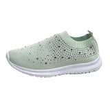 2025 Large-Size With Diamond Flying Sneakers New Net Shoes Women's Shoes Low-Heeled Mesh Sports Casual Shoes HZ0115