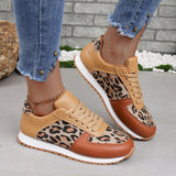 Sneakers Large Code New Splicing Tie Sneakers 2025 Low-Top Leopard-Print Sports Casual Shoes Women HZ0115