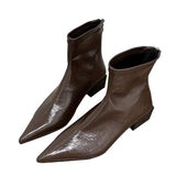 Small Minimalist Tips With Short Boots With Short Boots Lychee Lines Flat-Bottom Thin Boots Casual Martin Boots French Elegant Short Boots HZ0115