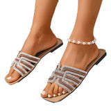 2025 Summer New Large-Size Fish Mouth Water Drill Flat Bottom Comfortable Lazy Foot Cool Slippers Woman HZ0115