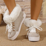 Winter Short-Haired Long Hairy Leather Snow Boots Women's Wind Plus Thick Boots HZ0115