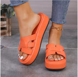 Large-Size Thick-Bottomed Cool Slippers Women's New Summer 2025 Fashion Fish Mouth Comfortable Beach Slippers HZ0115