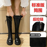 White Boots Women's New Knight Boots In Autumn And Winter 2025 Are Thin British Style Martin Boots But Knee Boots HZ0115