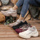 Couple Shoes 2025 Autumn Flying Mesh Shoes Sneakers Thick-Soled Coconut Breathable Lazy Casual Socks Shoes HZ0115