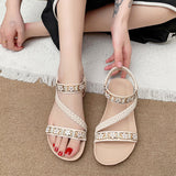 Roman Sandals Women's Summer 2025 New Bohemian National Wind Weaving Flower Size Flat Sandals HZ0115