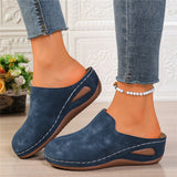 Slope And Round Head Slippers Women's Large Code In The Autumn Of 2025 New Thick Soles Pedaled Half Slippers HZ0115