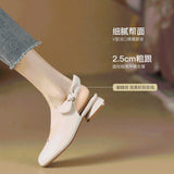 Slender Single Sandals High-End Spring And Summer New Coarse Temperament Mary Jane Fragrant Round Head Retro Women's Singles Shoes HZ0115