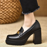 Paint Leather Fashion Thick-Soled Waterproof Table Single Shoes Spring Women's New Small Height Temperament Coarse Heel Shoes HZ0115