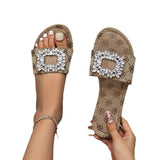 2025 Spring And Autumn New Large-Size Type Flat Bottom Water Drill Fashion One Foot Lazy Slipper Woman HZ0115