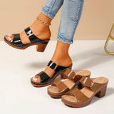 Large-Size High-Heeled Women Cool Drag 2025 Summer New Coarse And Fish Mouth Socket Foot Slippers Women HZ0115