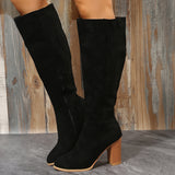 2025 New Large-Size Female Boots Coarse And Velvet Over The Knee Brown Round Head Long-Sleeve Boots HZ0115