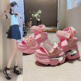 10Cm Thick-Soled Sandals 2025 New Magic Sticky Toe Loose Pastry Bottom Sports Leisure Dad Sandals HZ0115