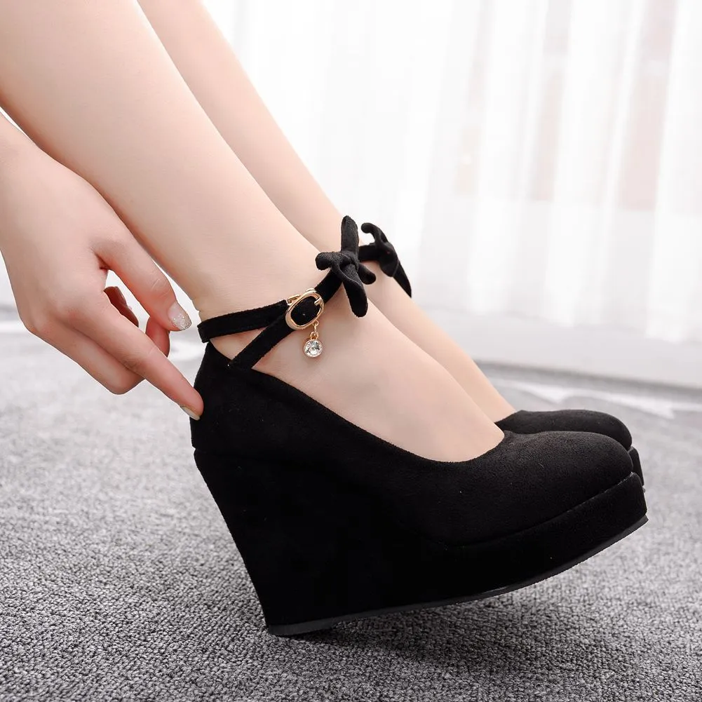 Korean Version Of Large-Size Shoes Heel With A Shallow Mouth With Round Head Red Wedding Shoes High Heel Single Shoes Waterproof Women's Shoes HZ0115