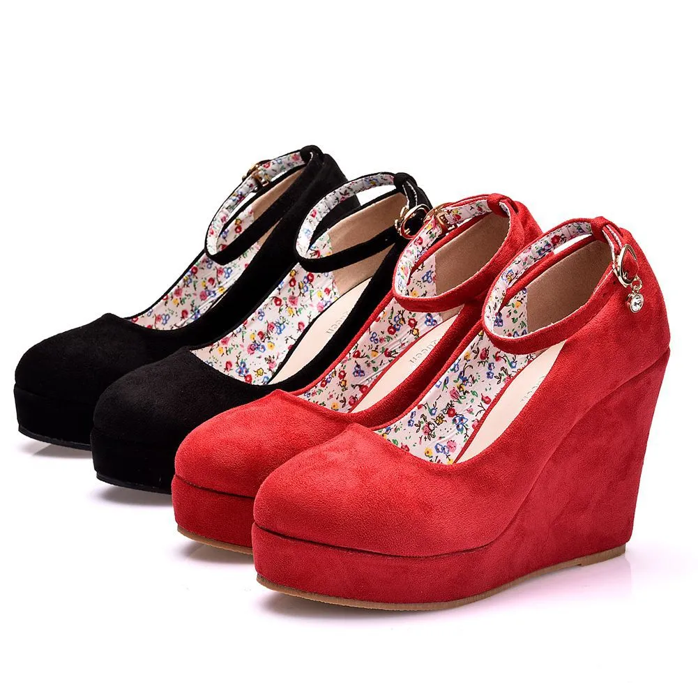 Japan And South Korea Waterproof Table Slope Heel Single Shoe Buckle With Mary Janepo Single Shoes Spring And Autumn Single Shoes Women's Thick-Soled Shoes HZ0115