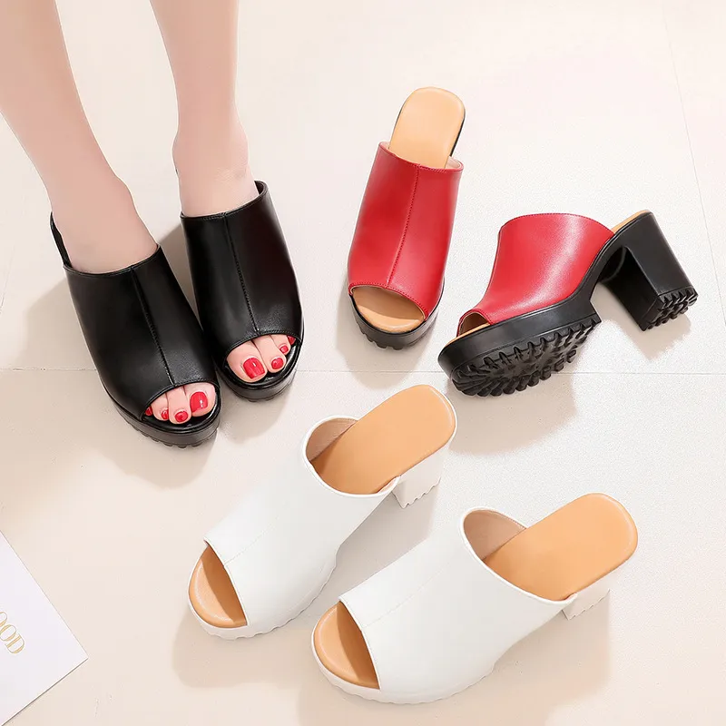 Fish Mouth High And Fitting Room Slippers Summer Wearing Rough And Waterproof Table Comfortable Cool Slippers Large Size 40-43 Yards HZ0115