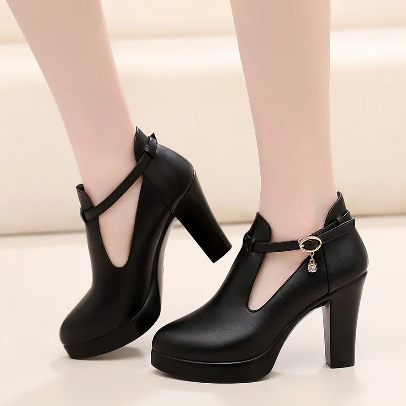 New Pointed Deep-Mouth High-Heeled Shoes With Thick Heel Waterproof Table Women's Shoes Thick-Sole Fashion Stage Performance Single Shoes HZ0115