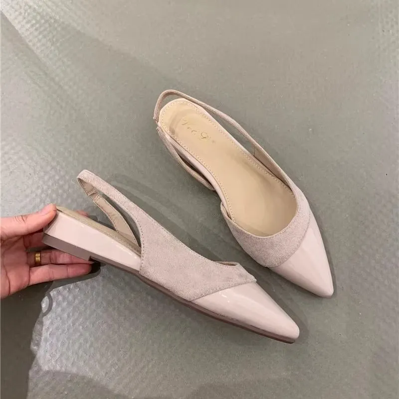Gentle Commuting Shallow Soft Soles Not Tired Head Sandals Spring And Summer New French Fairy Style Sharp Single Shoes HZ0115