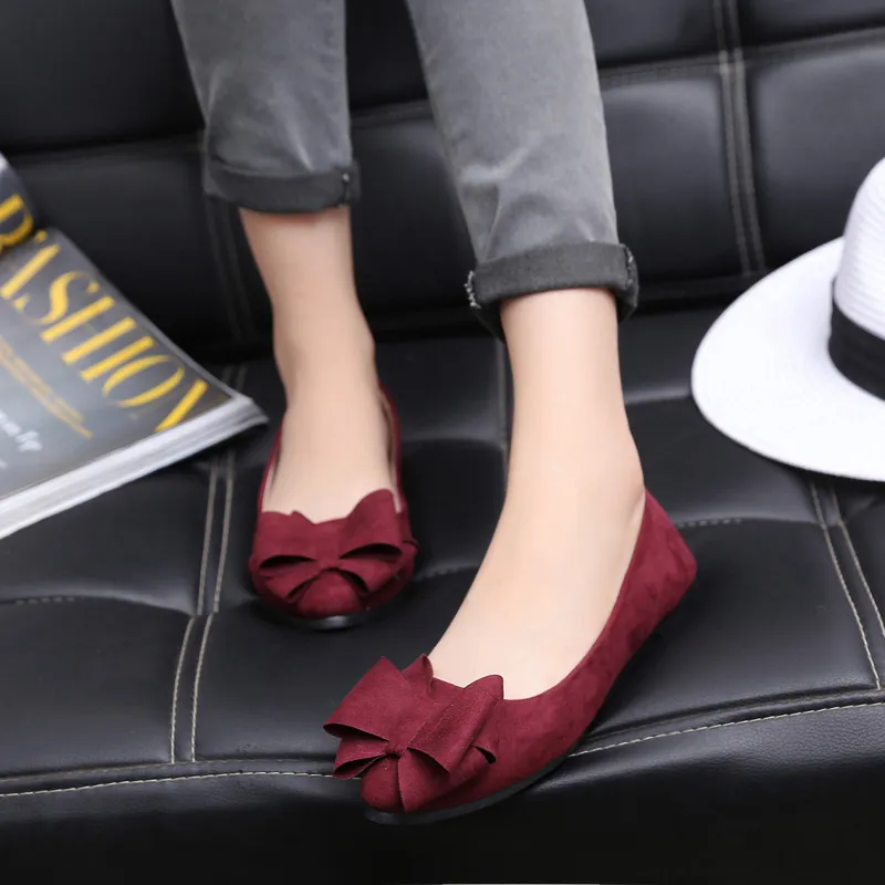 Single-Shoe Women 2025 Spring And Autumn New Pointed Bow Flat Bean Shoes Shallow Thick Heel Working Shoes HZ0115