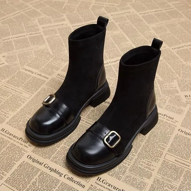 Vintage Thin Skinny Boots Brown Stockings Boots Women 2025 Autumn And Winter Yangqi Leg Long Short Boots Small Ankle Boots HZ0115
