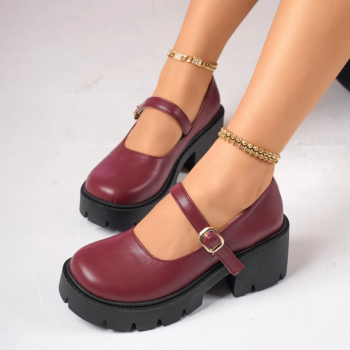 2025 Pine Cake Thick Bottom Mary Jane Small Leather Shoes Women Jk Uniform Lovely Soft Sister To Increase Small Leather Shoes HZ0115