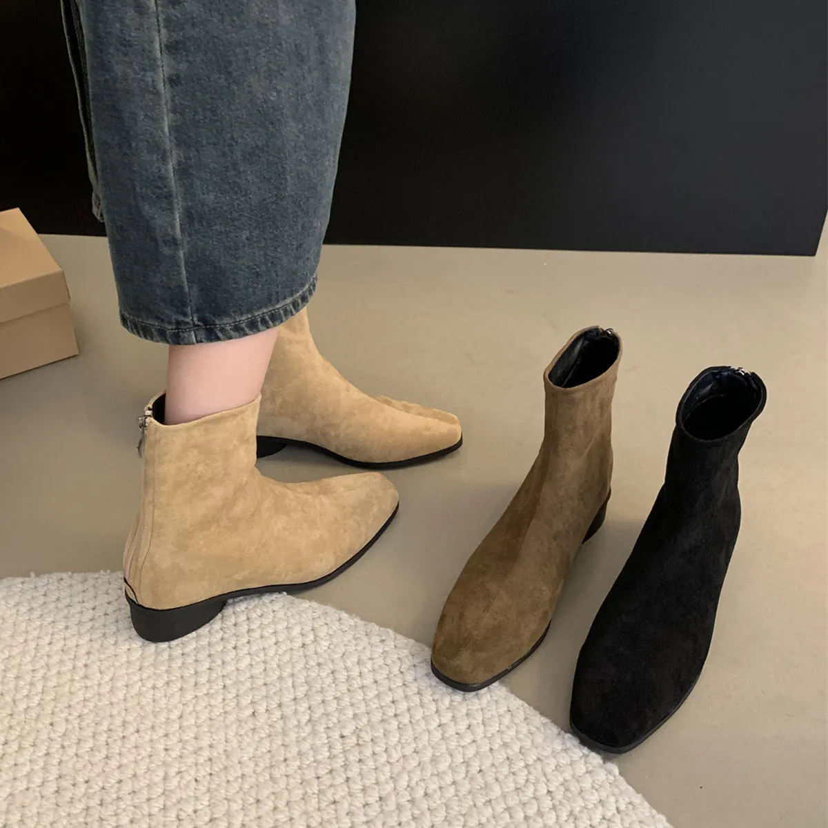 Vintage Oceanic Small Boots Women 2025 Spring And Autumn Single Boots Coarse And Skinny Boots French Tuffed Pupneed Little Ankle Boots HZ0115