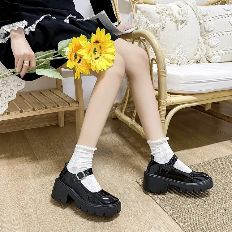 Almost Small Thin Loose Pastry Shoes New Four Seasons Of Women 2025 Leather Shoes Treasure Mary Sole Retro Fashion Thick HZ0115