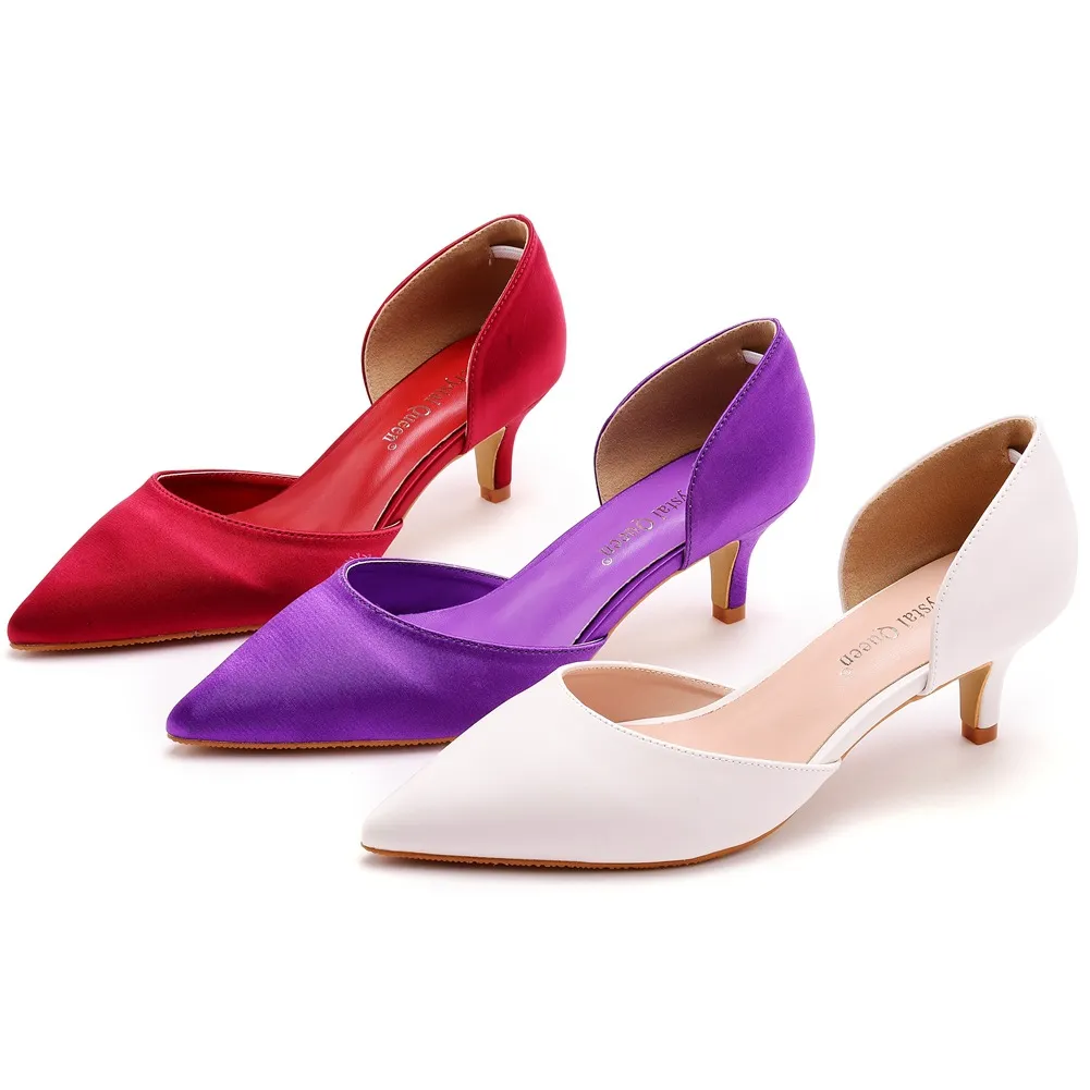5 Cm Fine Tip Pointed Sandals Low Heel Low-Size Single-Shoe Women's Two-Siped Hollow Women's Shoes Wedding Shoes HZ0115