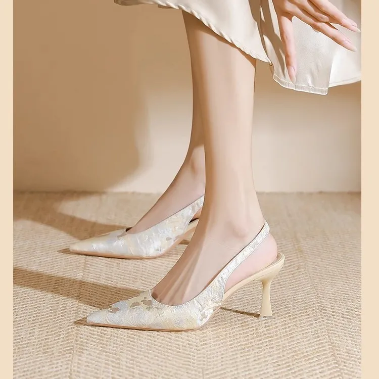 2025 Summer New Sharp High Heel Women's Fashion Single Shoes New Chinese Style Cheongsam Banquet Wedding Shoes HZ0115