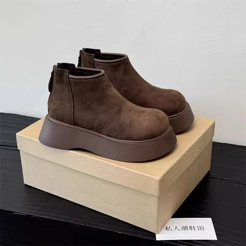 Increase The Simple Non-Slip Cotton Boots Women 2025 Elegant Temperament Simple Solid Color Round Head Snow Boots High Value HZ0115