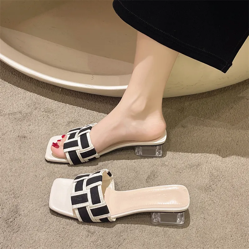 French Evening Wind Throb Half Slippers Women Summer Wear 2025 New Korean Style Fairy Wind Coarse And Cool Drag HZ0115