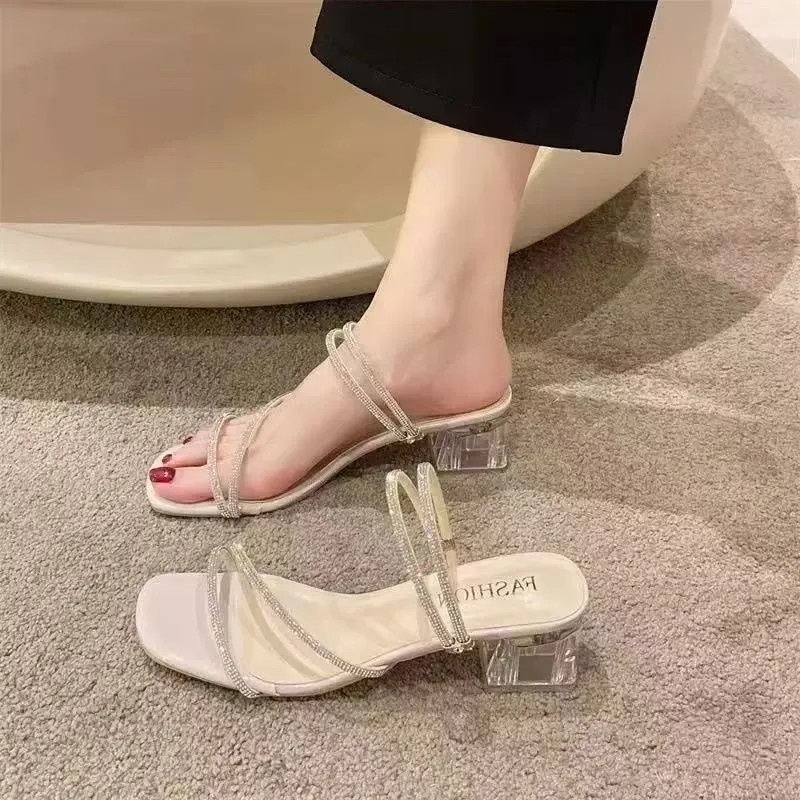 French Coarse And Water-Drilled Slippers Women's Shoes Wear 2025 New Summer Fairy Style Cool Slippers HZ0115
