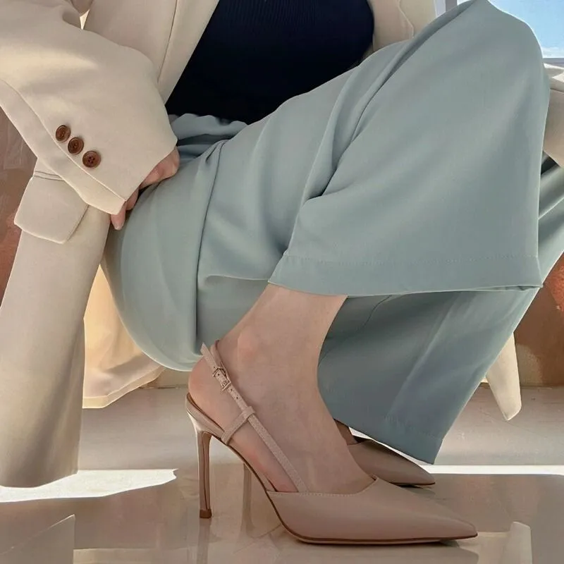 Gentle Fairy Wind Bare Color With Bag Head Sandals 2025 New Daily Pointed Thin Heel Does Not Tired Feet High Heels HZ0115