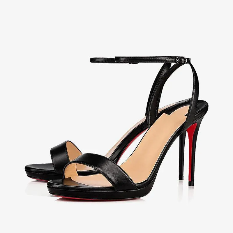 Summer New Word With Exposed Toe Red-Soled High-Heeled Sandals Women's Fine Heel Sexy Red-Soled High-Heeled Shoes HZ0115