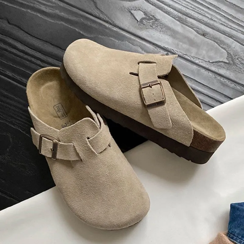 Thick Bottom Lazy Man Bag Head Slippers Women 2025 Spring New Half-Slipper Belt Buckle Single Shoes In Tide HZ0115
