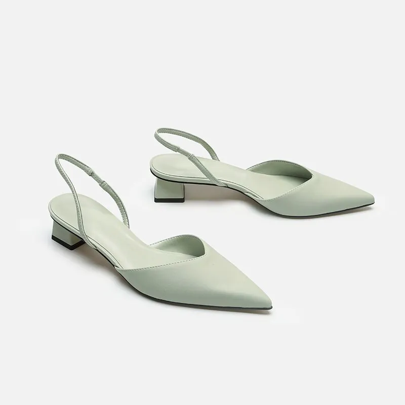 Baotou Sandals Women 2025 New Summer Simple Pointed Square Heel Women's High Heel Fine-Lace Fashion Single Shoe Size HZ0115